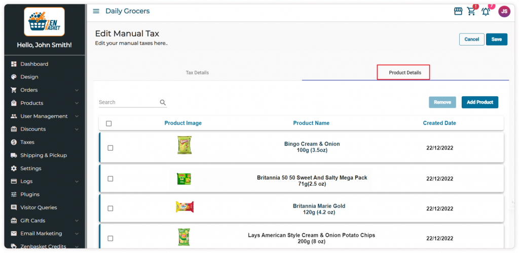 Tax rates by product category