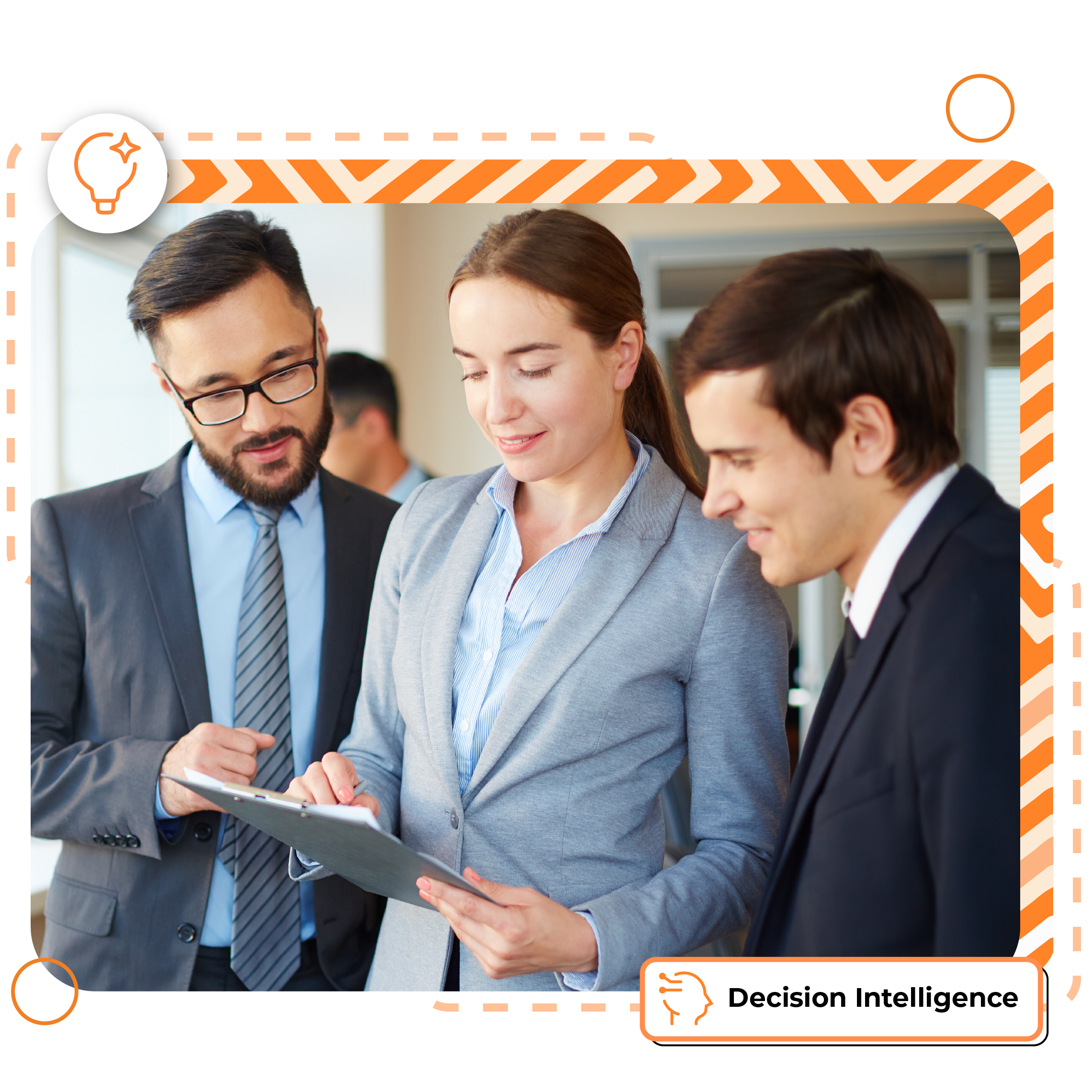 Professionals reviewing a tablet together.