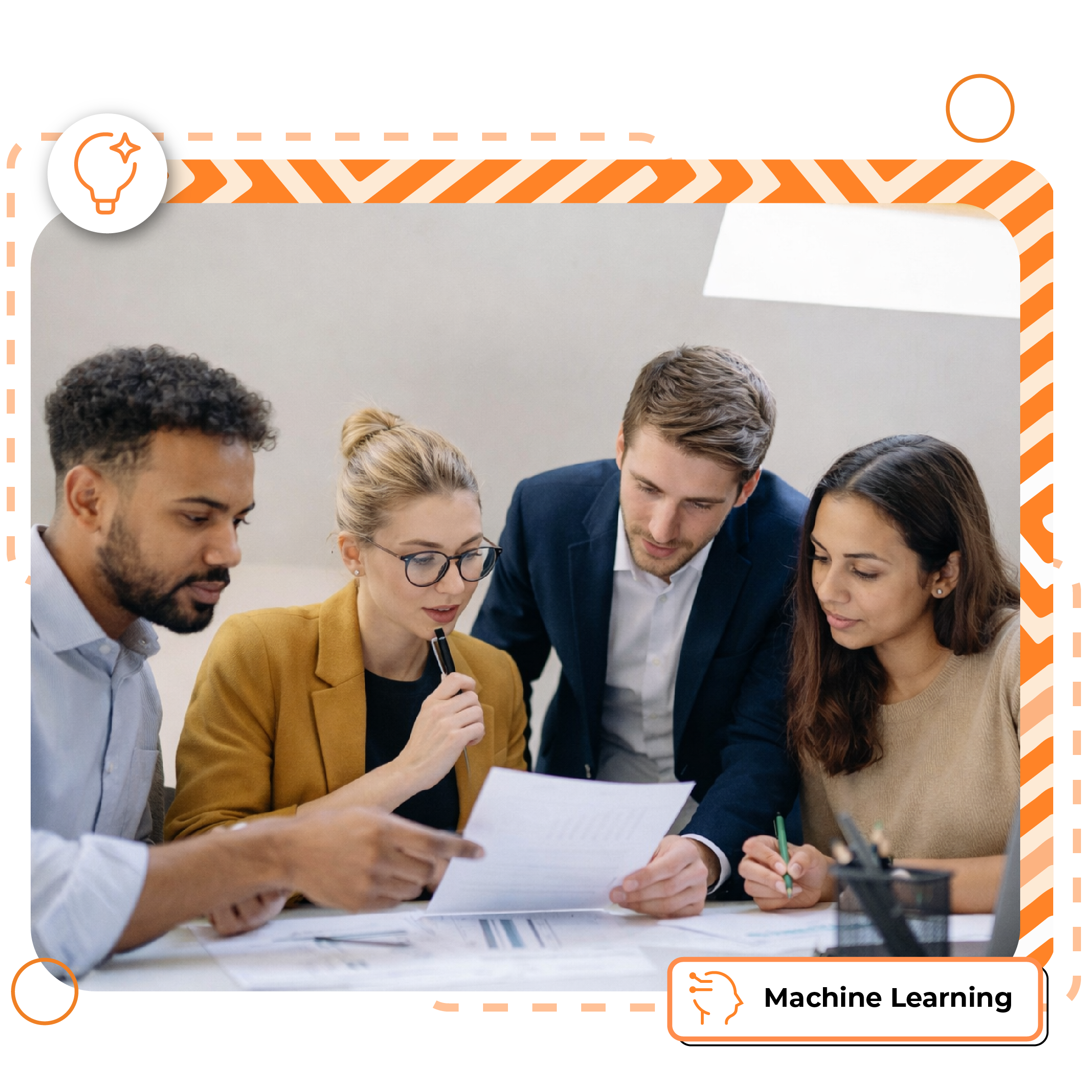 Team collaborating on data analysis for machine learning and deep learning projects.