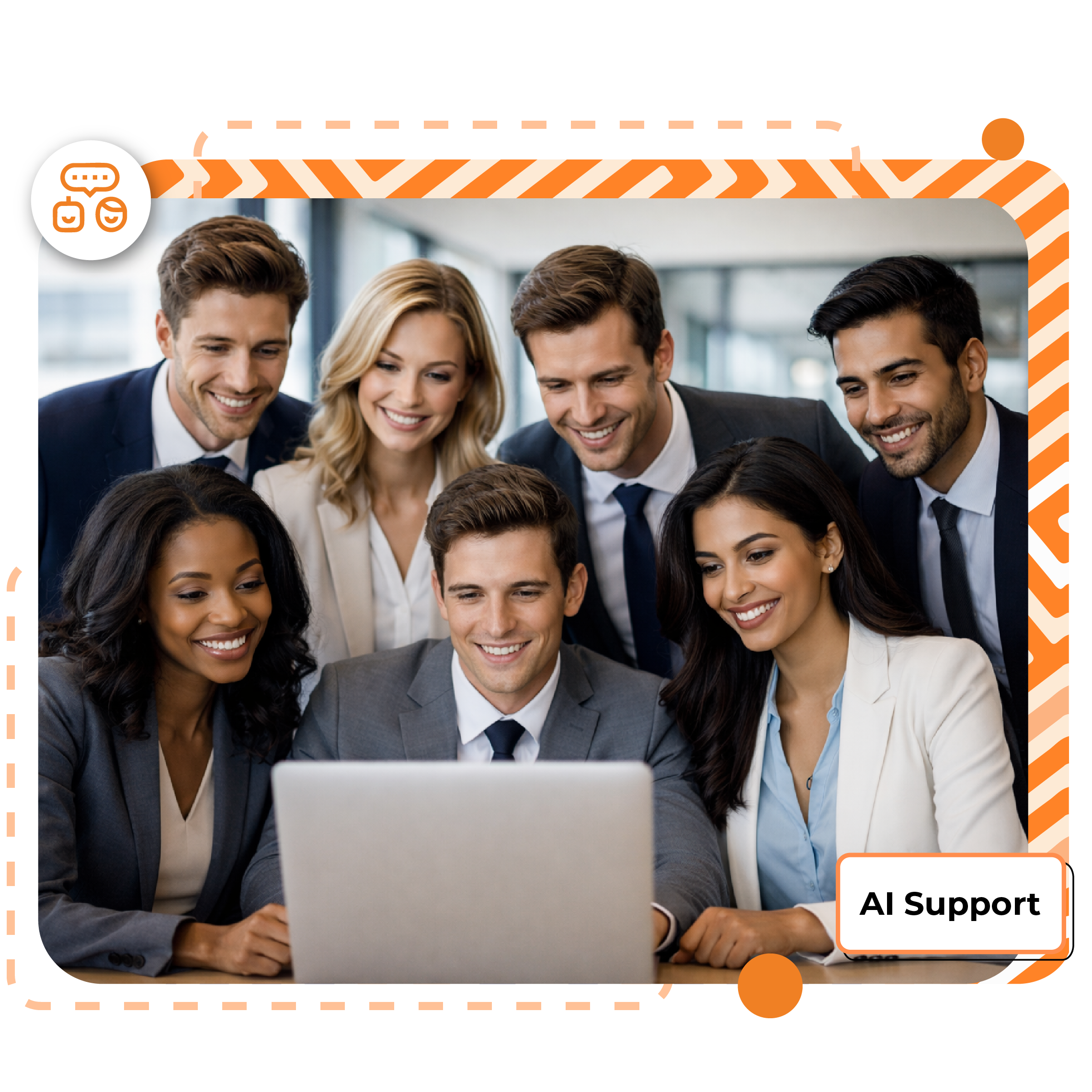 Team viewing laptop with AI Support