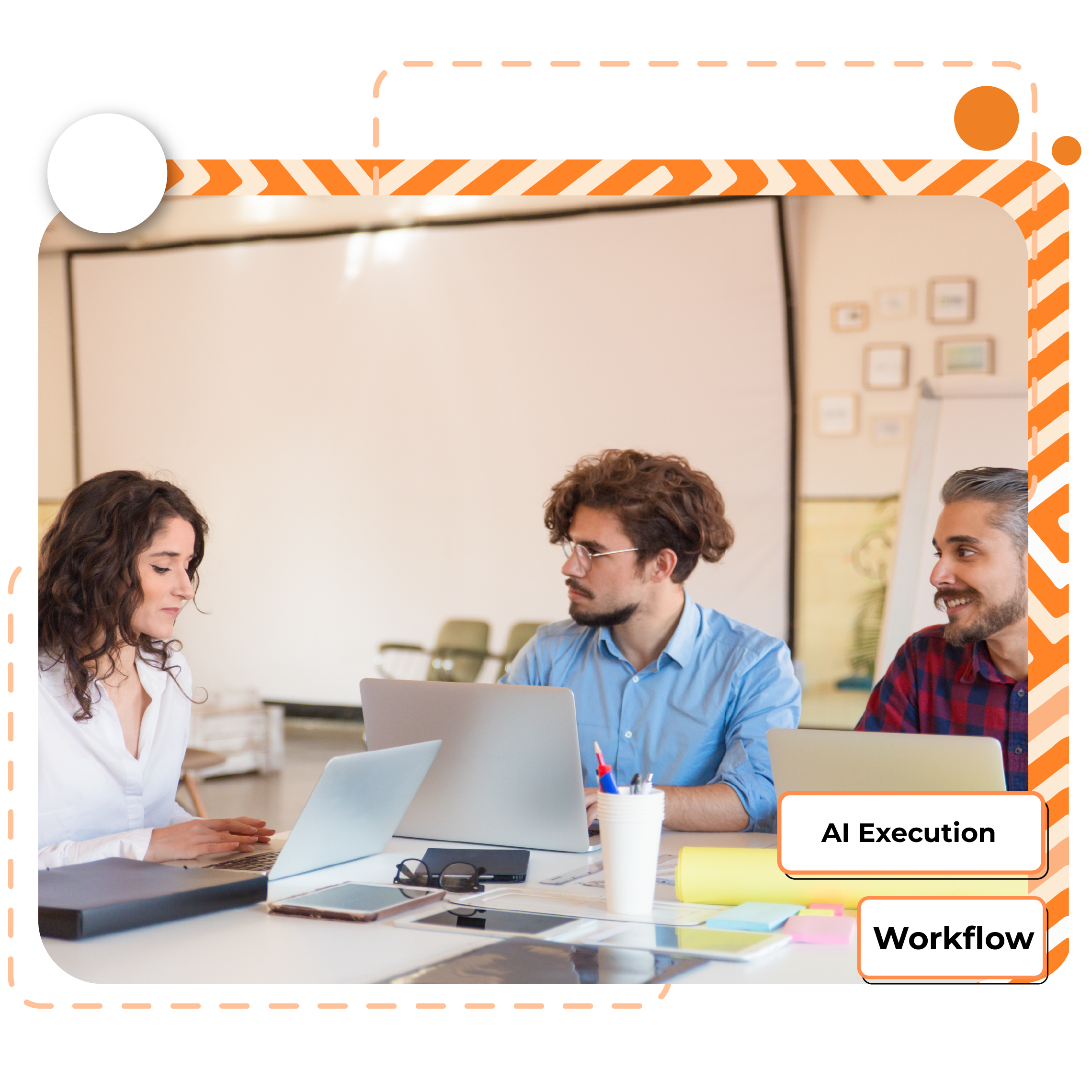 Team-collaborating-on-laptops-during-AI-execution-workflow-discussion